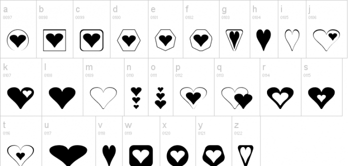 Hearts for 3D FX Font