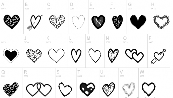 Hearts Shapes TFB Font