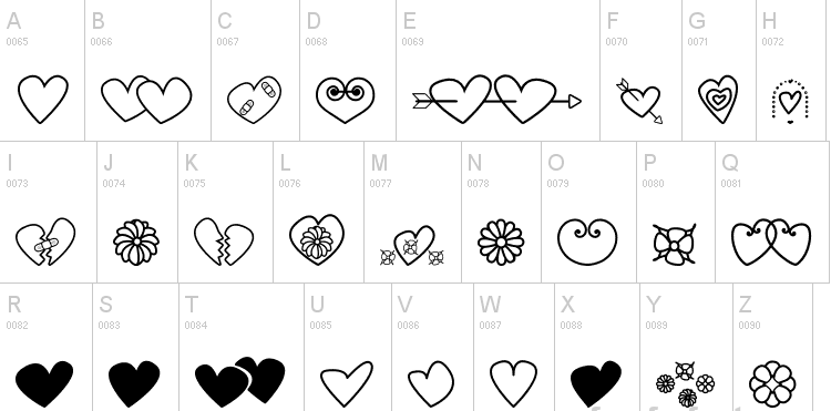 Hearts and flowers for valentines Font