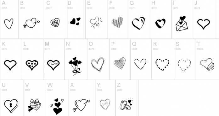 PW Little Hearts Font