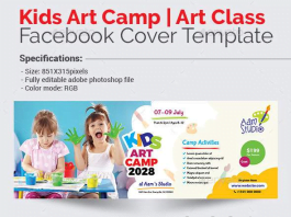 Kids Art Camp Facebook Cover Template