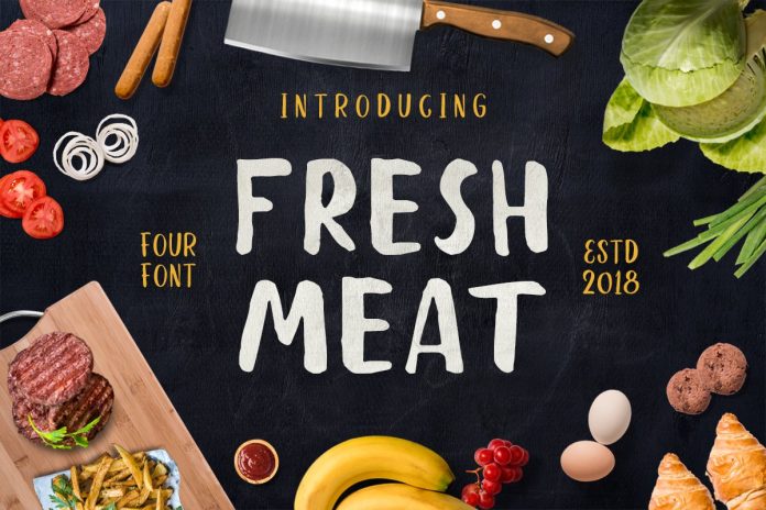 Fresh Meat 4 Font Pack + Bonus Illustration Font