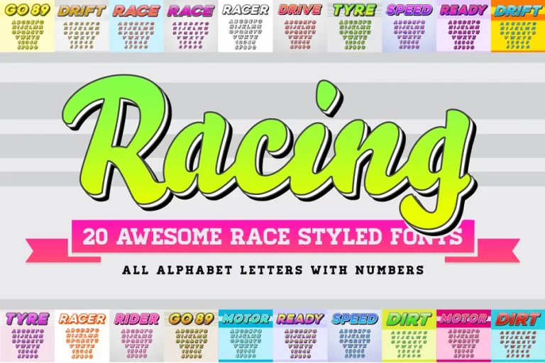Awesome 20 Racing Fonts with Color OTF Fonts
