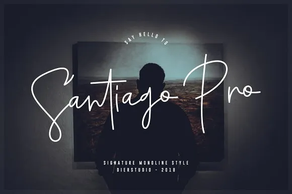 Santiago Pro - Signature / Free Logo Font