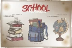 School memories vintage sketch set