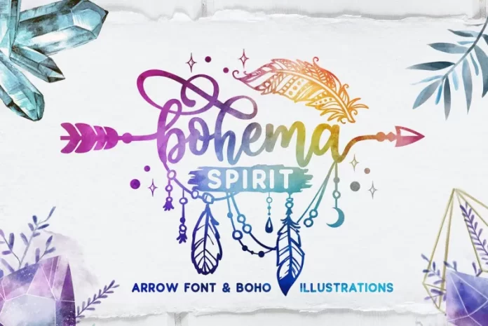 Bohema Spirit font and illustrations