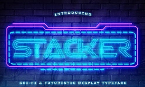 Stacker - Neon Sci-fi Futuristic Font