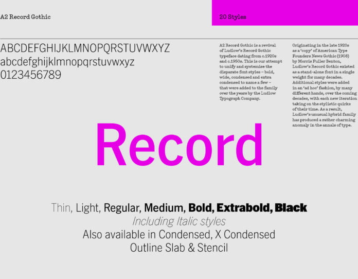 A2 Record Gothic Font