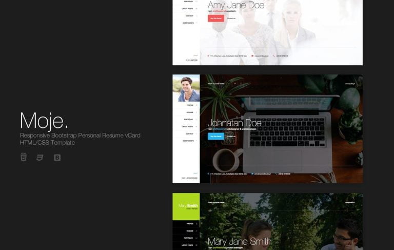 Moje. – Responsive Personal Resume vCard Template