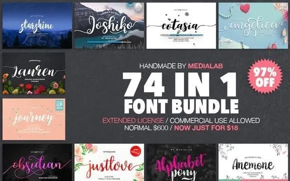 74 IN 1 FONT BUNDLE