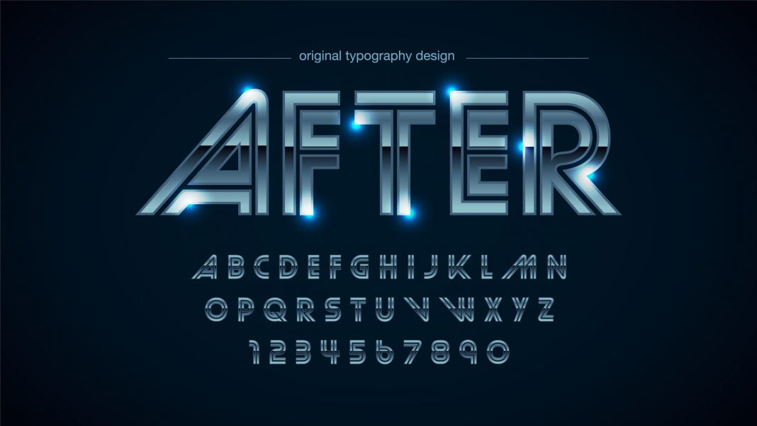 After Vintage chrome decoration text effect Font