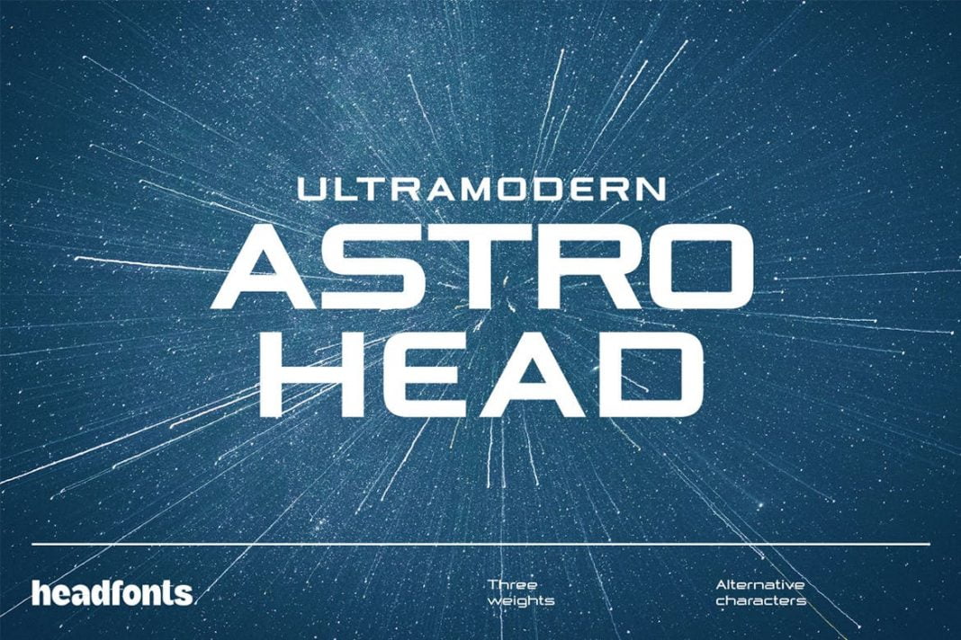 Astrohead geometric sans serif typeface