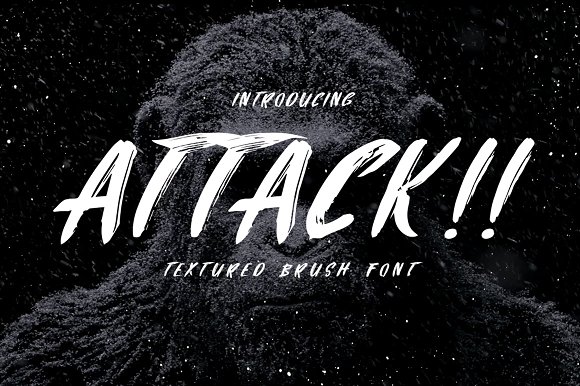 Attack Typeface And Splatter Brushes Font