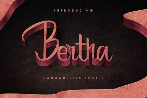 Bertha - script with English and Russian letters and ligatures