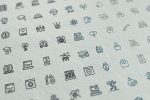 Big collection of flat line icons Font