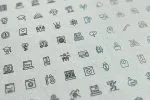 Big collection of flat line icons Font