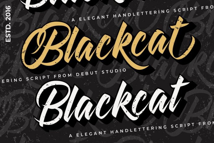 Blackcat Script // Regular and Extruded Font