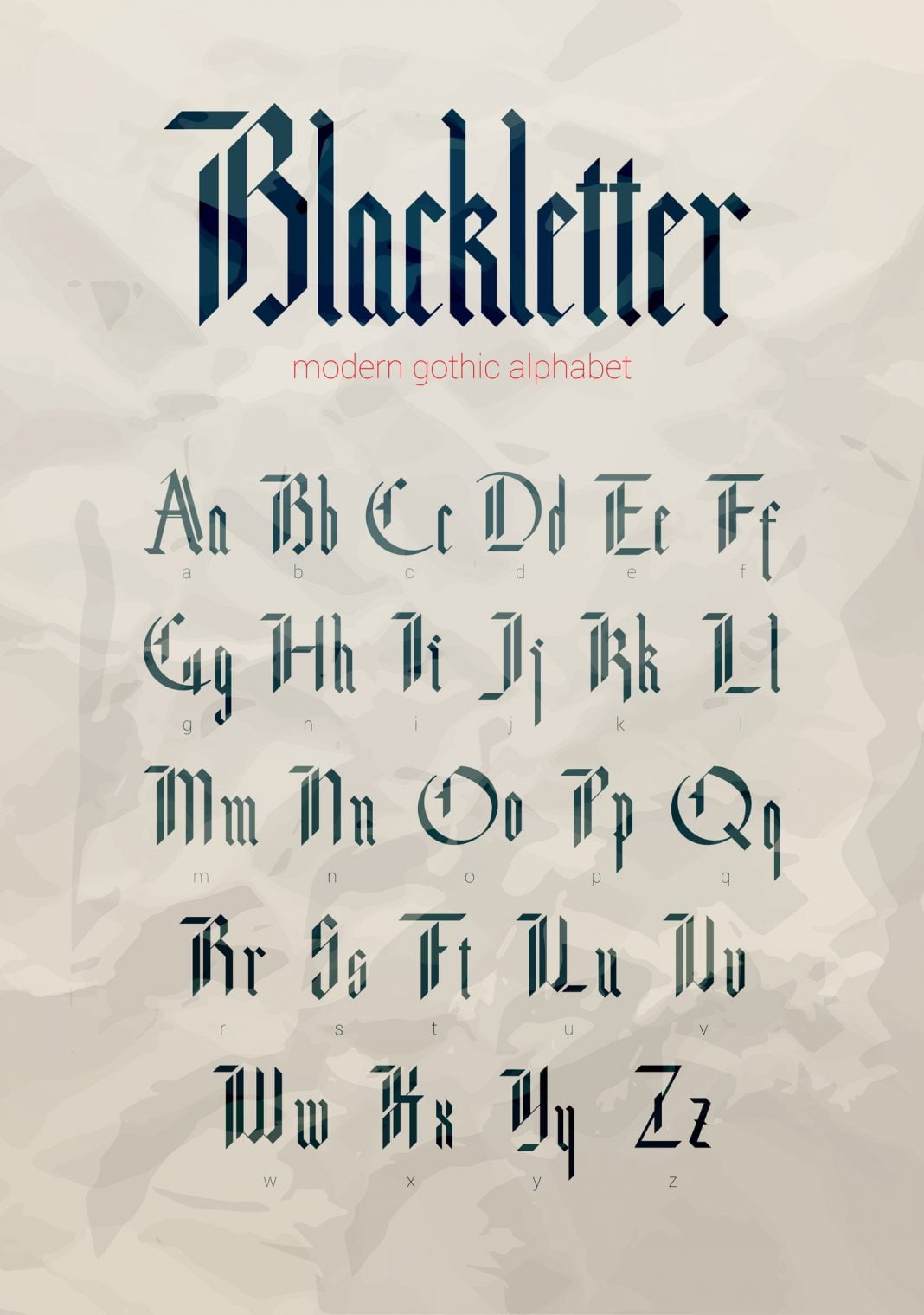 Blackletter modern gothic font