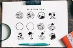 Carbon Illustration, Badges And Font