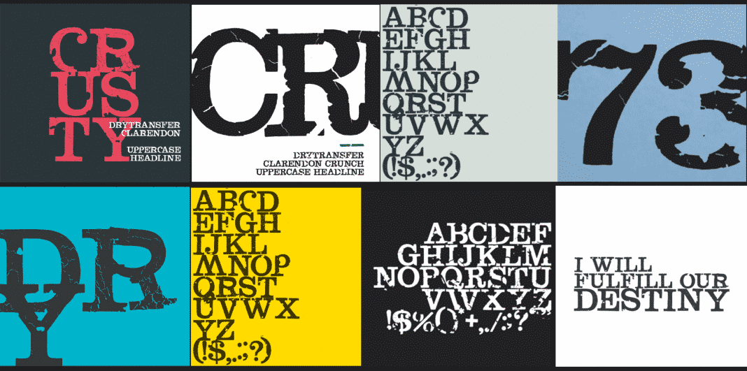 Dry Transfer Clarendon Crusty Font