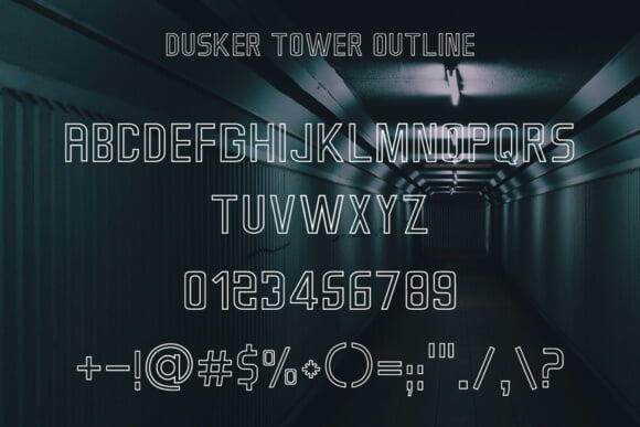 Dusker Tower Outline Font