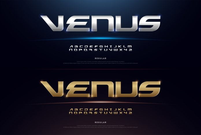 Elegant Sport Silver and Golden Metal Chrome Alphabet Font