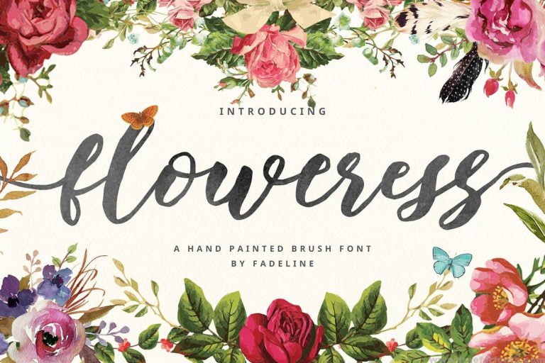 Floweress – Hand Painted Brush & WEBFONT Free Download
