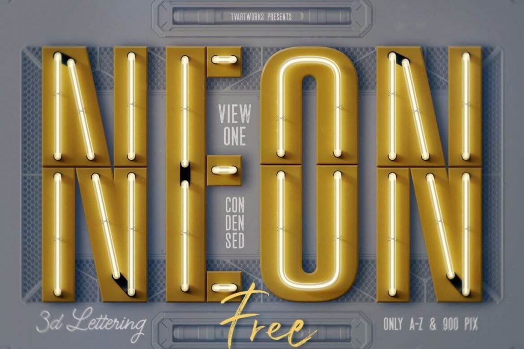 Free Condensed Neon 3D Lettering Font