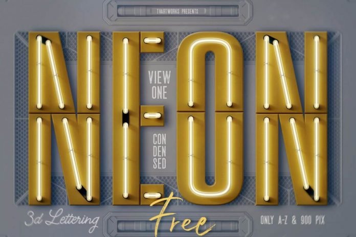 Free Condensed Neon 3D Lettering Font