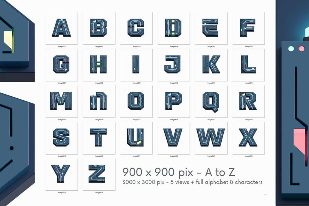 Free Futuristico 3D Lettering