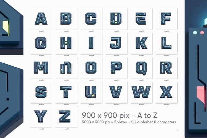 Free Futuristico 3D Lettering