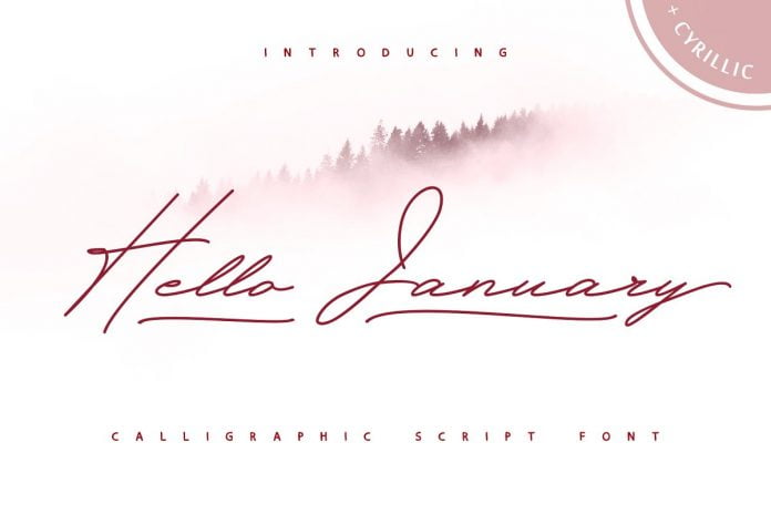 Hello January cursiv font