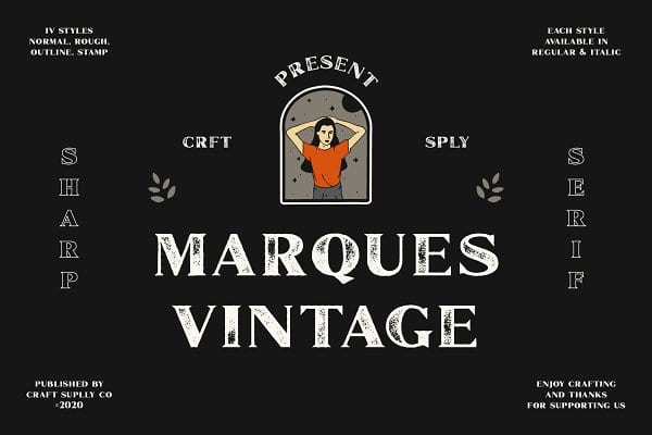Marques Vintage Font Family + Extras