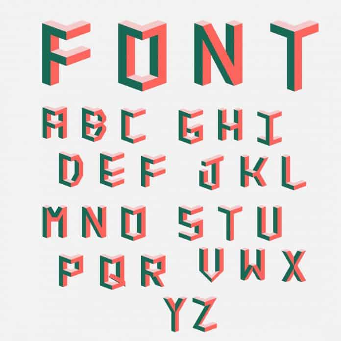 Memphis style letters colored 80s set Font