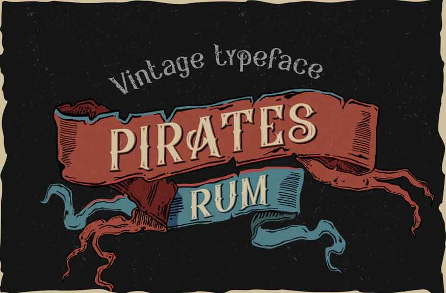 Pirates rum vintage typeface
