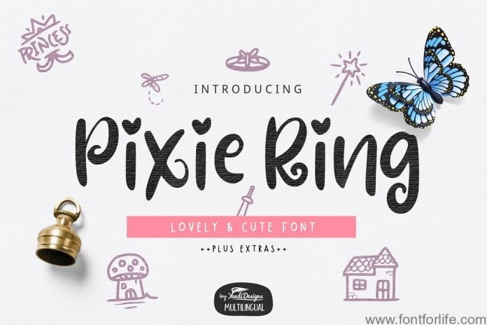 Pixie Ring Font with illustrations Font