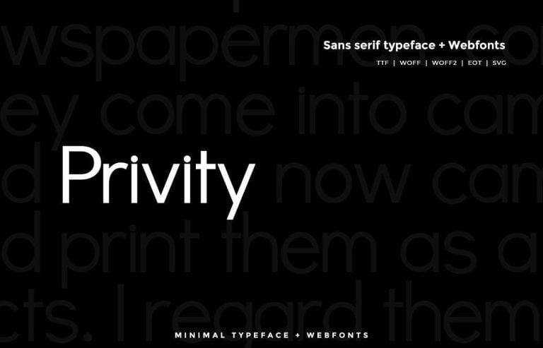 Privity – Modern Typeface + WebFont Free Download
