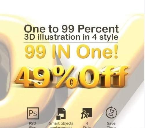 One to 99 Percent 3D Illustration