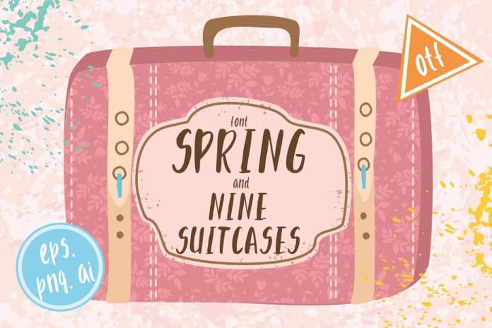 Spring font 9 suitcases Font