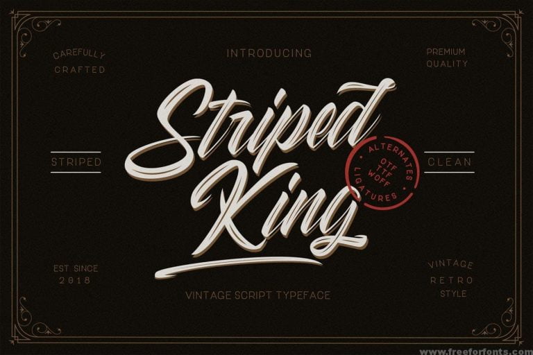 Striped King Vintage Script  Font Free Download