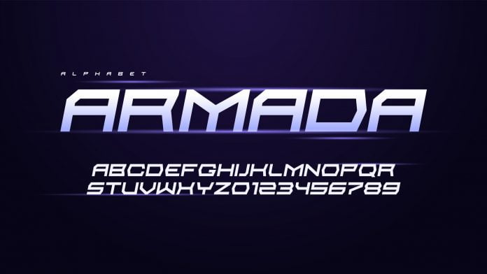 Vector modern technology alphabet Font