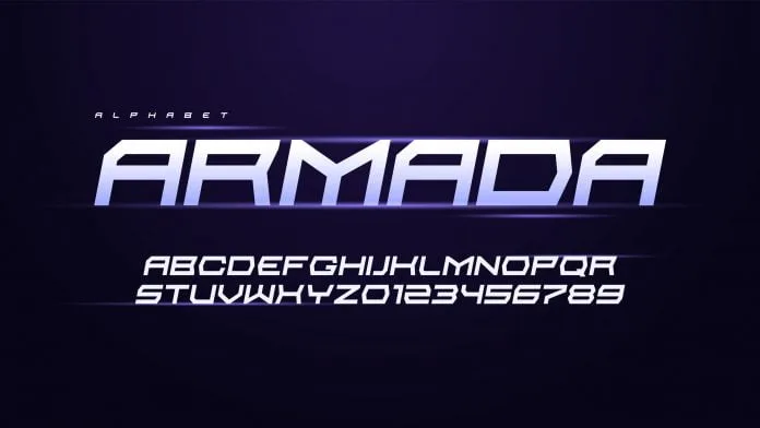 Vector modern technology alphabet Font