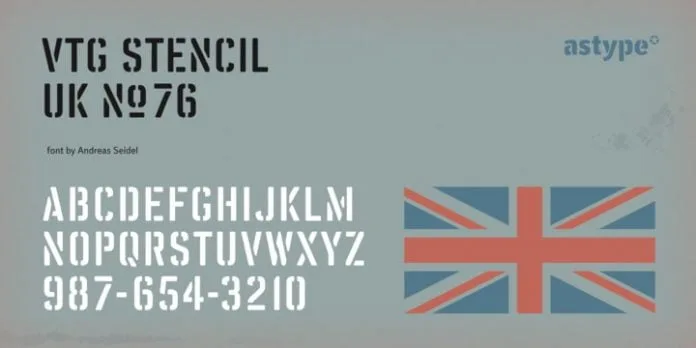 Vtg Stencil UK No 76 Font