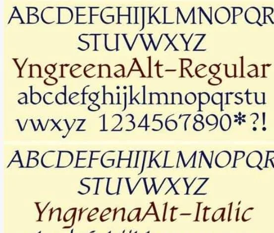 Yngreena Alt Font