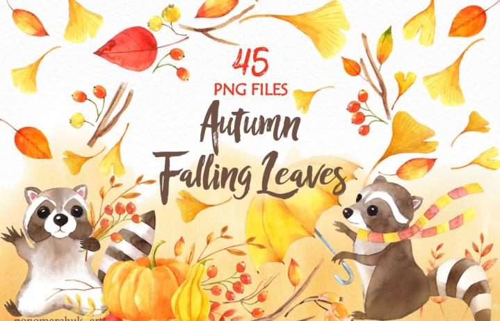 Autumn falling leaves vector Free Download