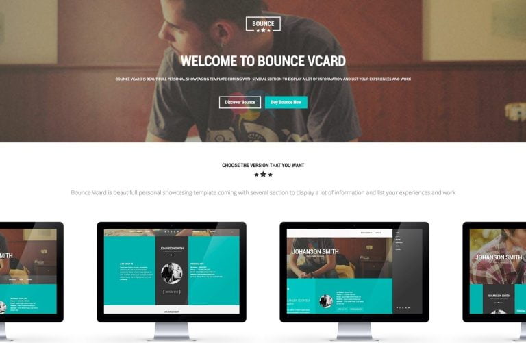 BOUNCE – Responsive One Page Vcard Template