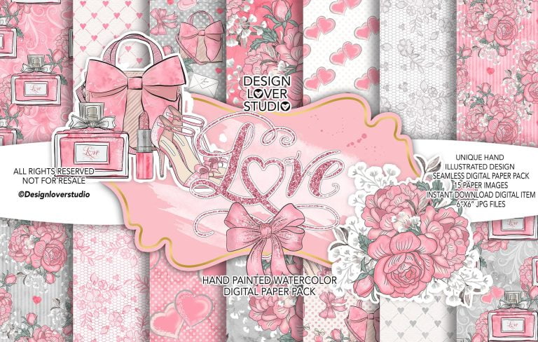 Loving Heart digital paper pack