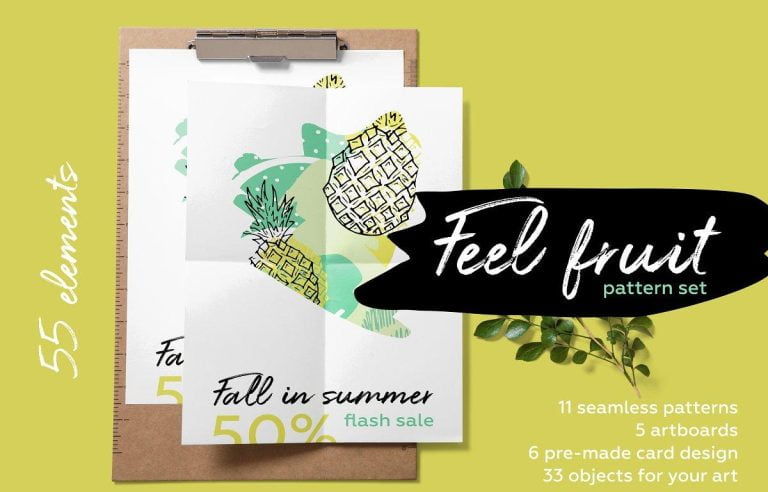Feel fruit. Summer brush pattern set