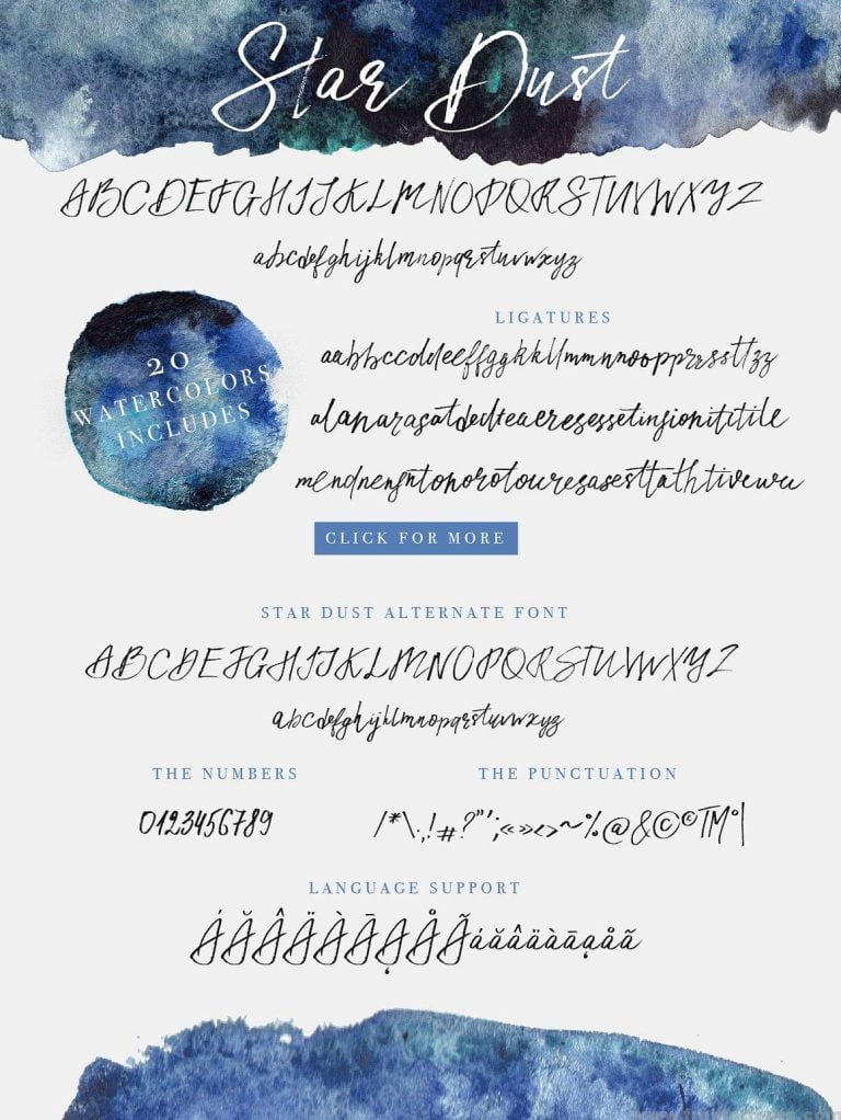 Star Dust Font & watercolor textures free download