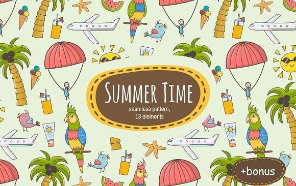 Summer Time: pattern&clipart Free Download